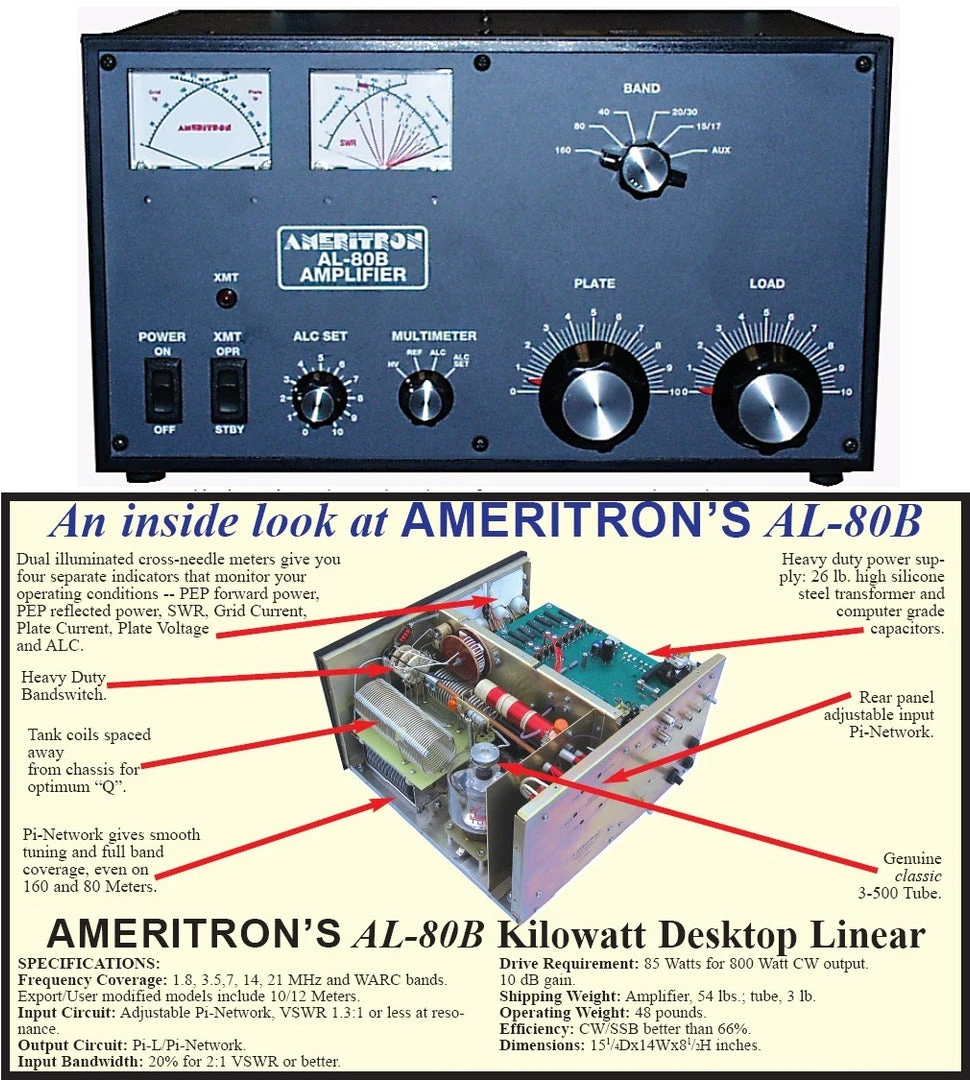 Ameritron AL-80BYQ, AMPLIFIER, 3-500Z, 100/110/120V, WITH QSK-5PC INSTALLED