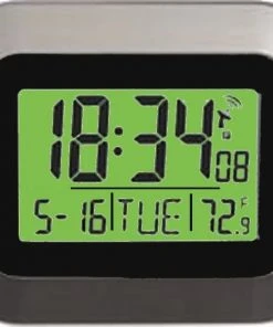 MFJ-130BRC, CLOCK, ATOMIC, 24/12HR/TEMP/LCD