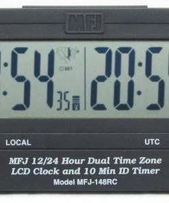 MFJ-148RC, DUAL TIME LCD CLOCK, ATOMIC W/GMT ZONE, ID TIMER