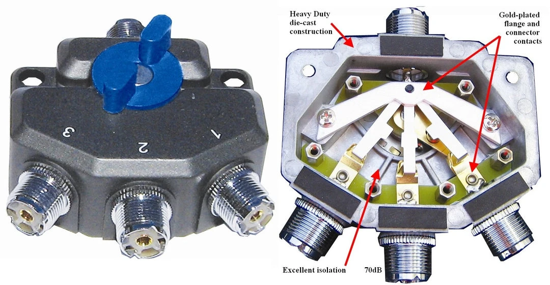 MFJ-2703N, ANT SWITCH, 3 POS, N, 2kW @HF, 1.5 GHz