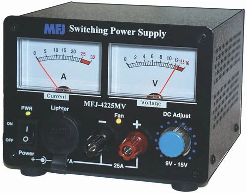 MFJ SEC-4225MV, SWITCHING PS,25A , 12VDC, AV MTR, ADJ. LED LIGHT