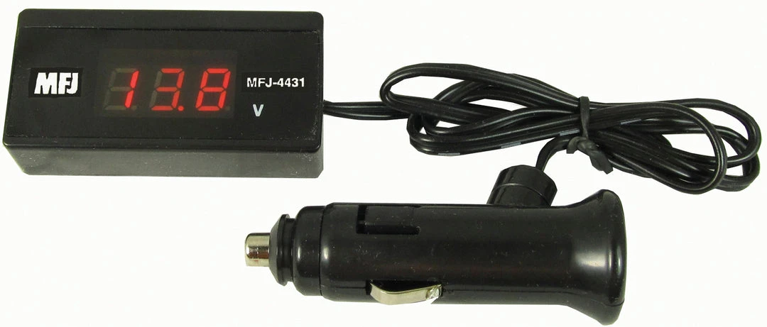 MFJ-4431, DIGITAL VOLT MTR,W/LEAD CIG.LTR PLUG,8-30V,RED LED