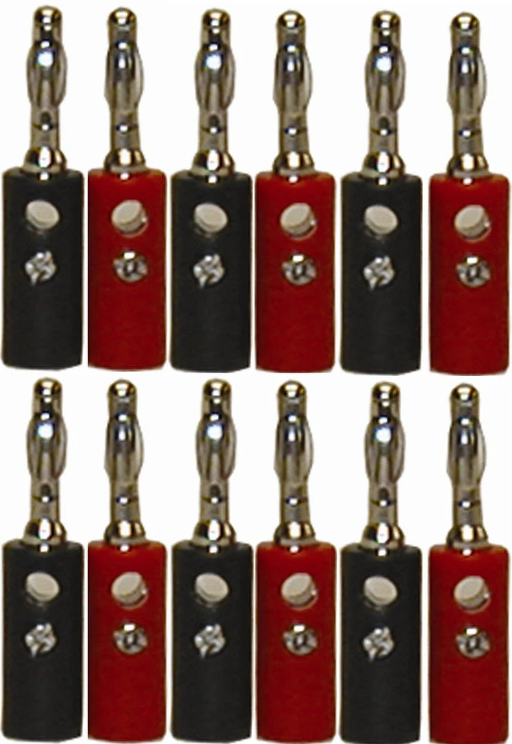 MFJ-7700P, BANANNA PLUG, 6-PAIR RED/BLACK (600-2300/2302)