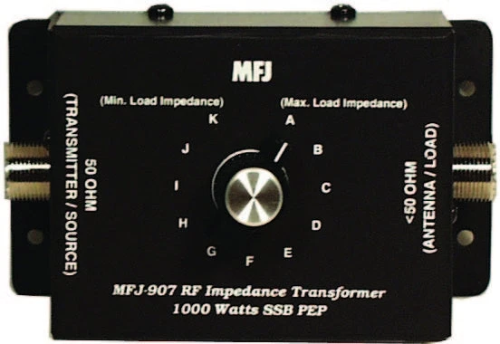 MFJ-907, RF TRANSFORMER, VARIABLE, 2-50 OHM, 1kW