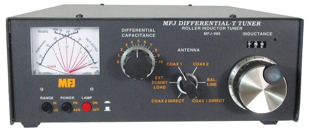 MFJ-986, ANTENNA TUNER, 3 KW, 1.8-30 MHz, ROLLER, METER, 2 ANTENNA'S