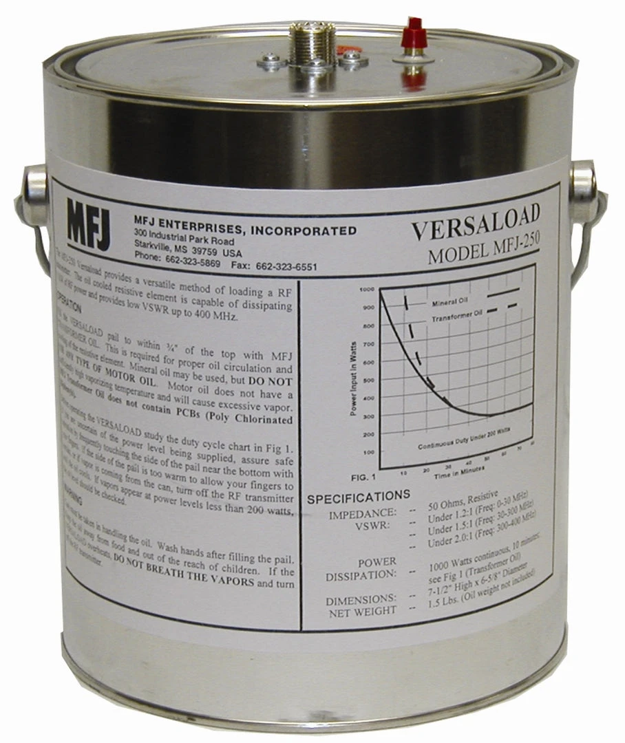 Vectronics VEC-554X, DUMMY LOAD, WET, NO OIL, 1500W, 0-400 MHz